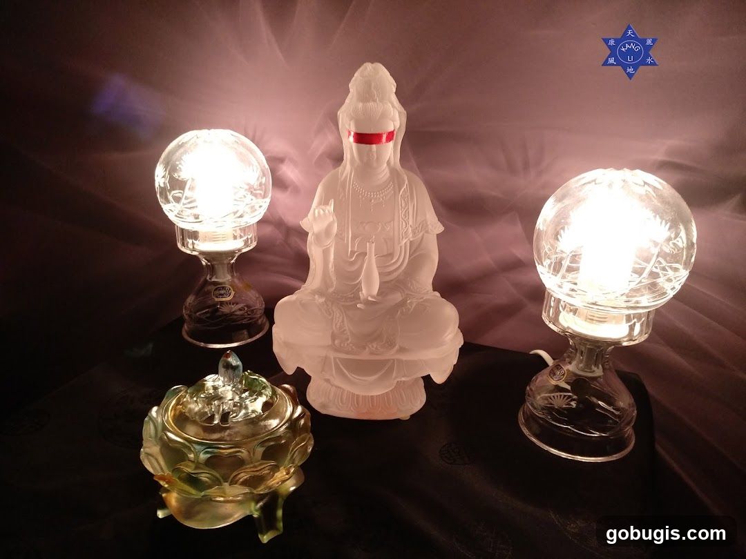 Buddha Statue and Lamps