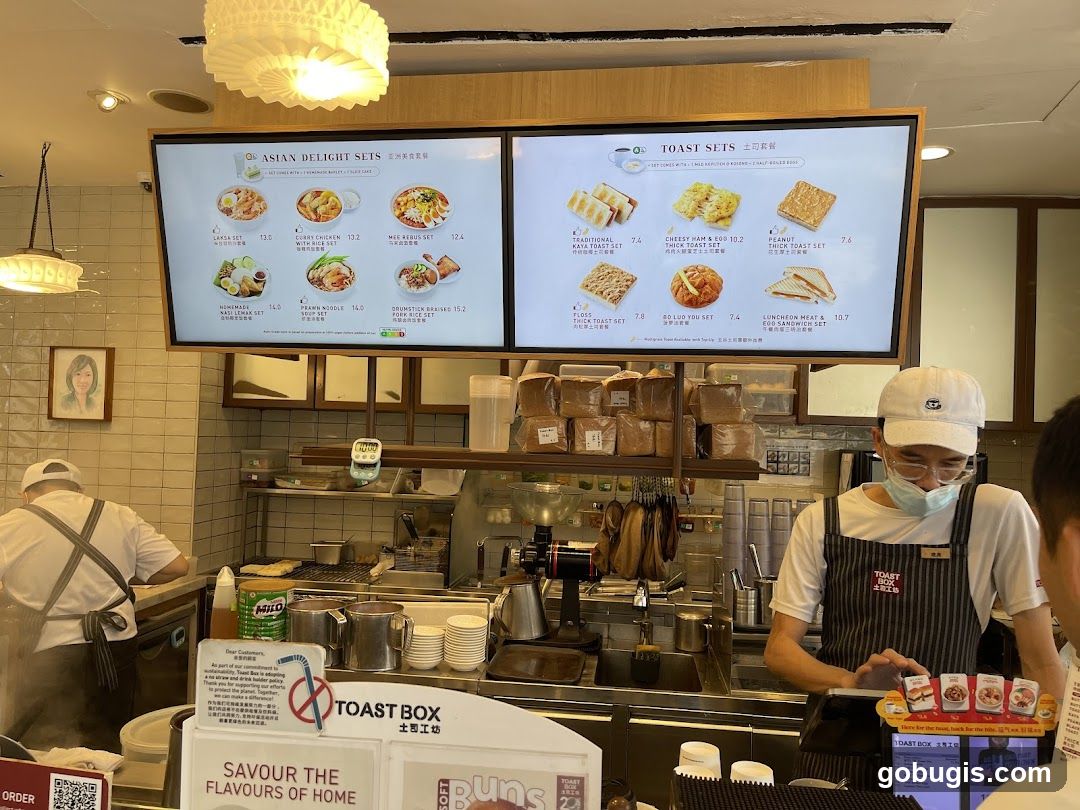 Toast Box Menu and Staff