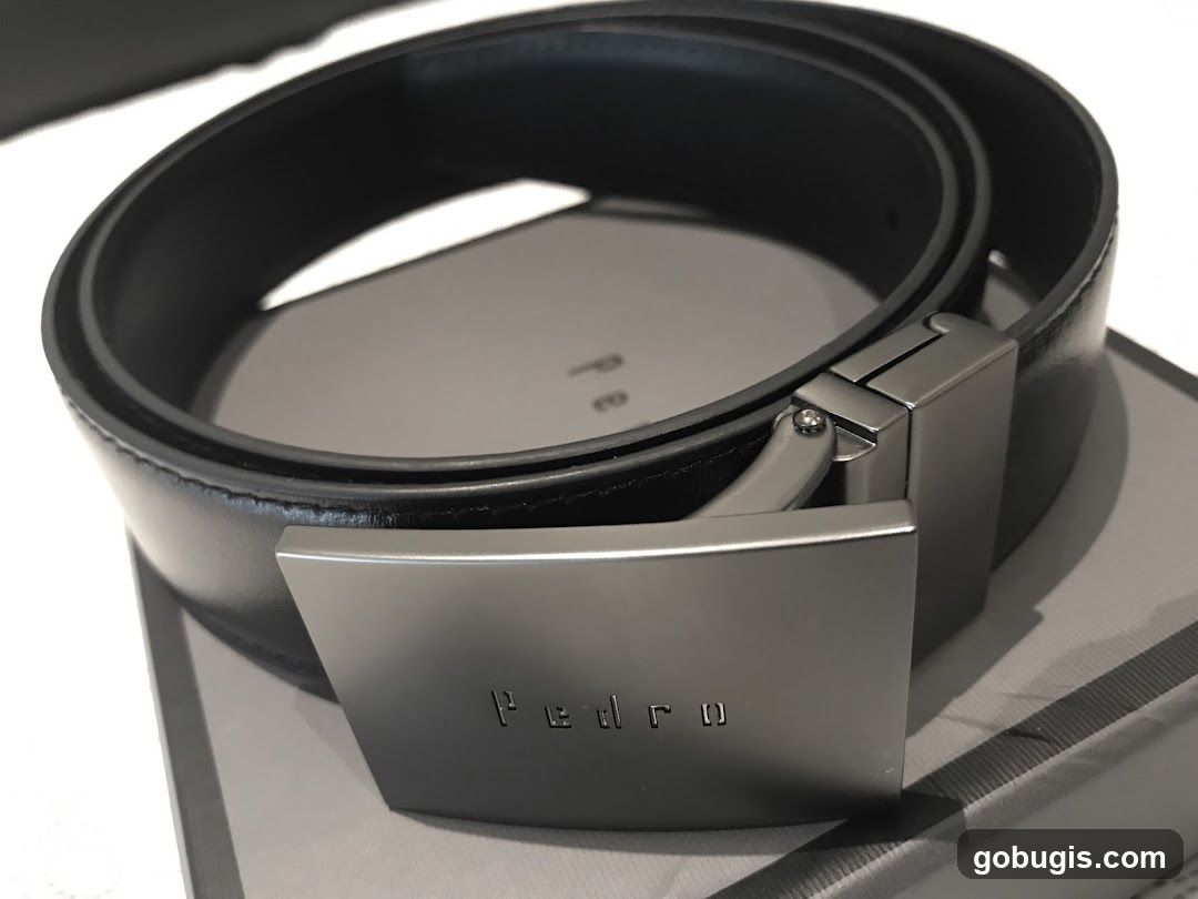 Black Leather Belt with Buckle