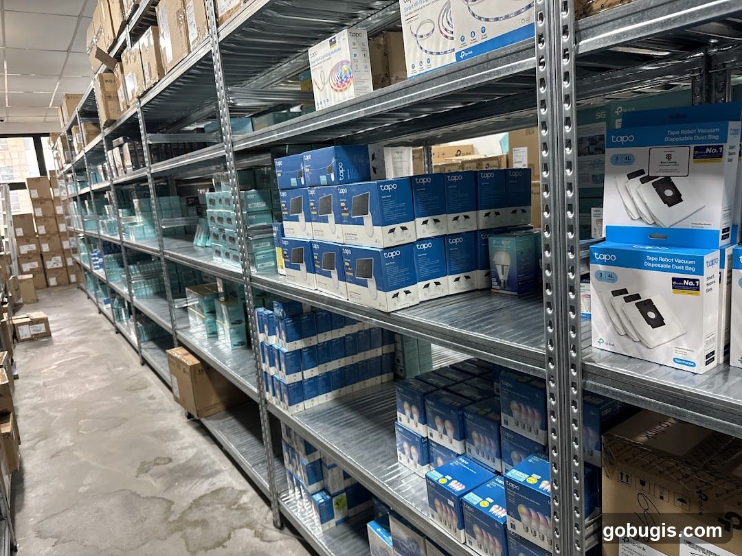 Warehouse Shelving with Electronics