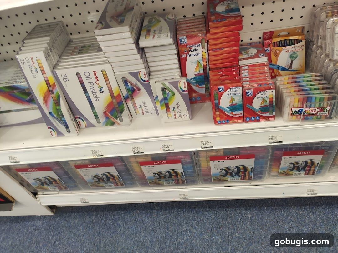 Art Supplies on Shelves