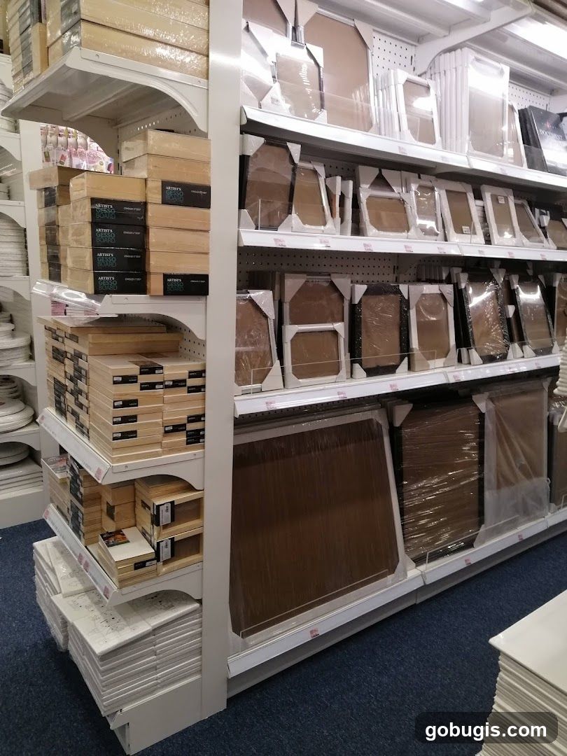 Art Supplies on Shelves