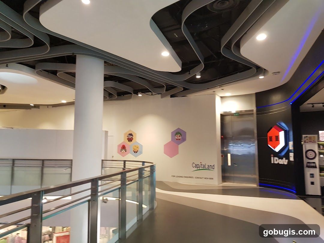 Interior of a modern building with unique ceiling design
