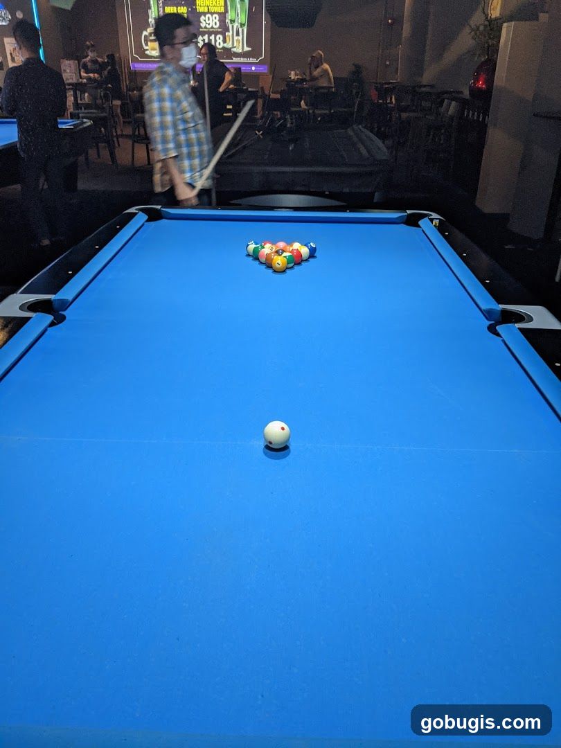 Billiard Table with Racked Balls