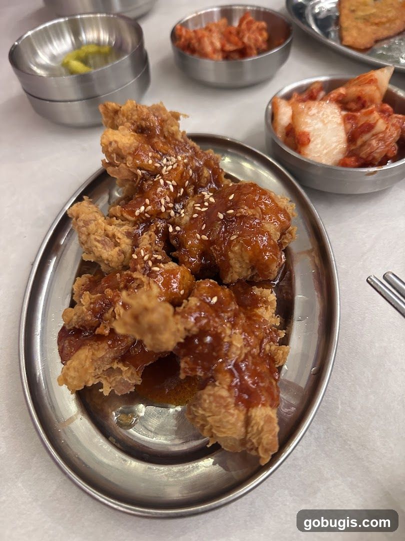 Korean Fried Chicken with Side Dishes