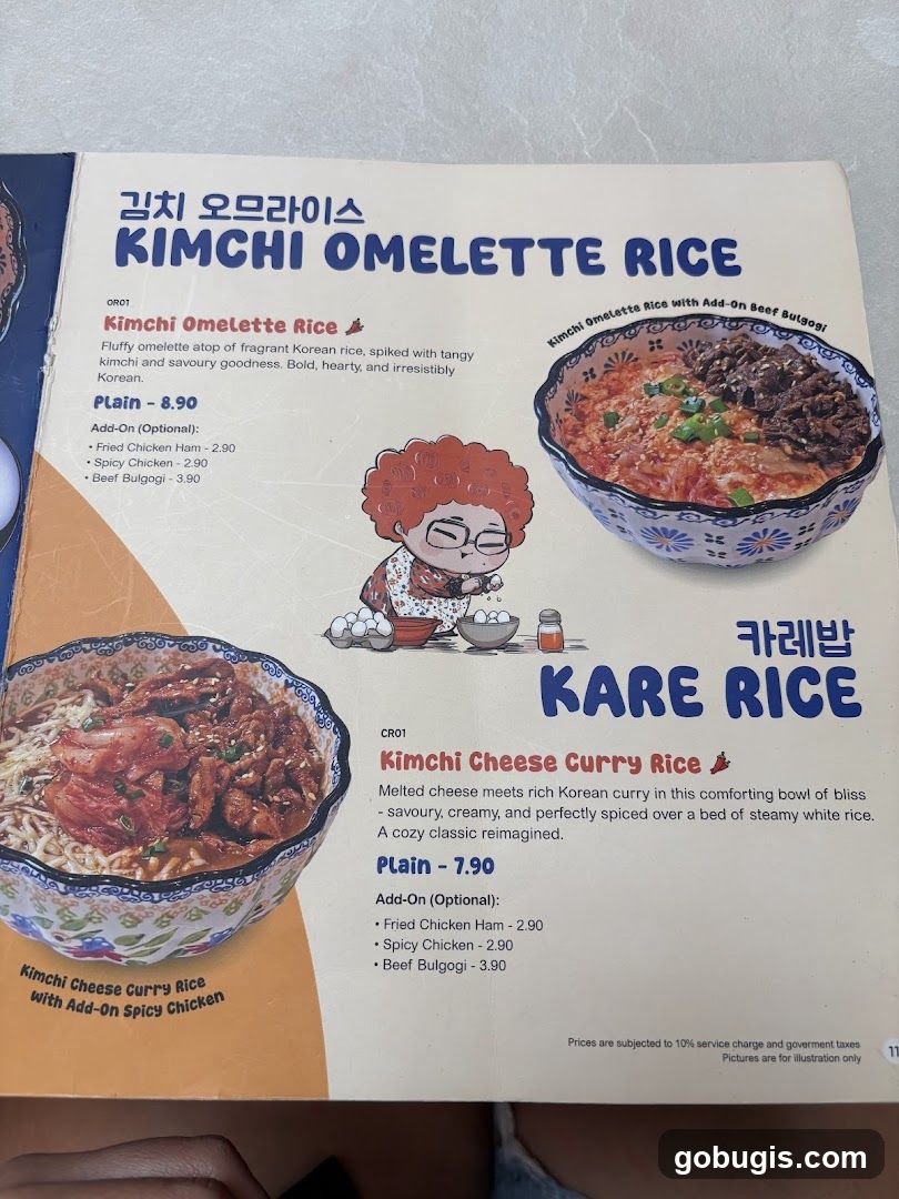 Kimchi Omelette Rice & Kare Rice Menu