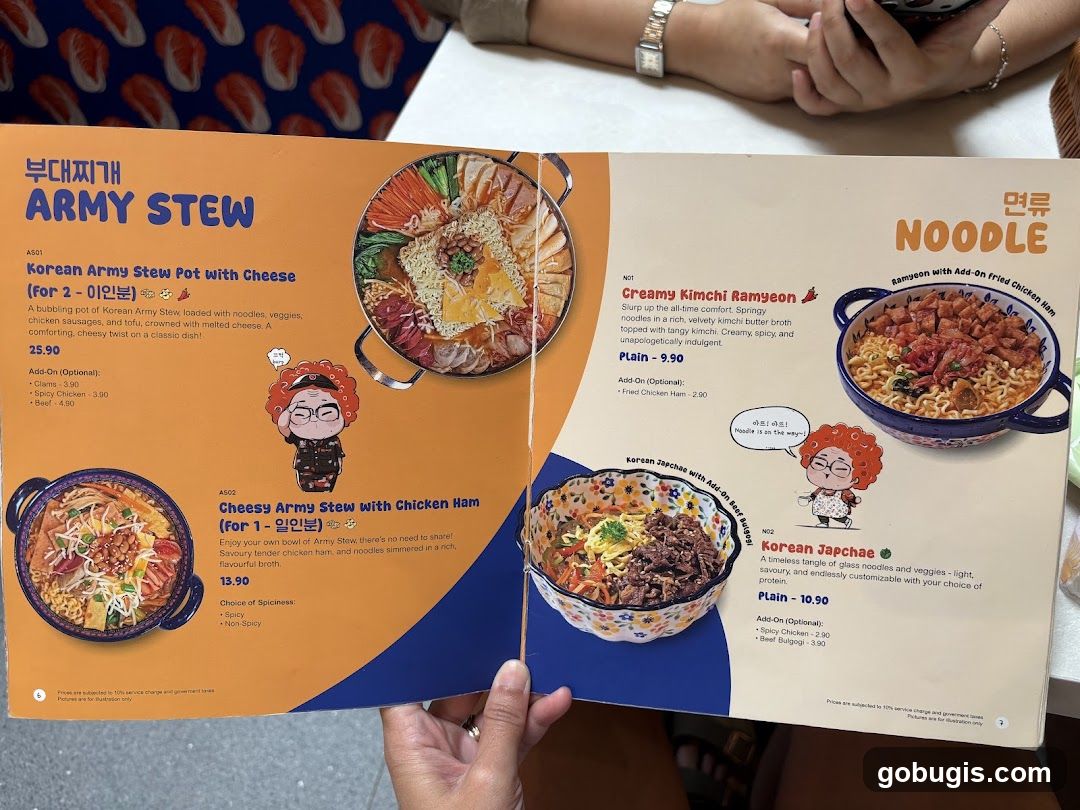 Army Stew & Noodle Menu