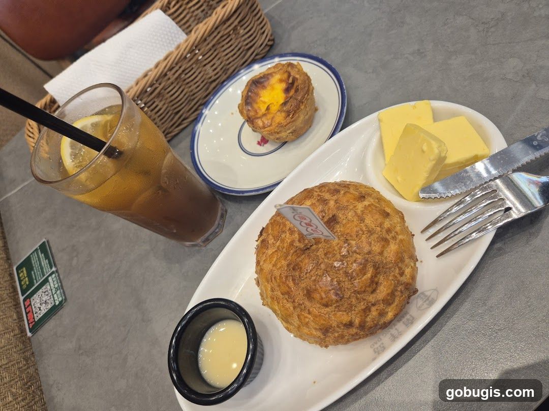 Scone with Butter and Drink