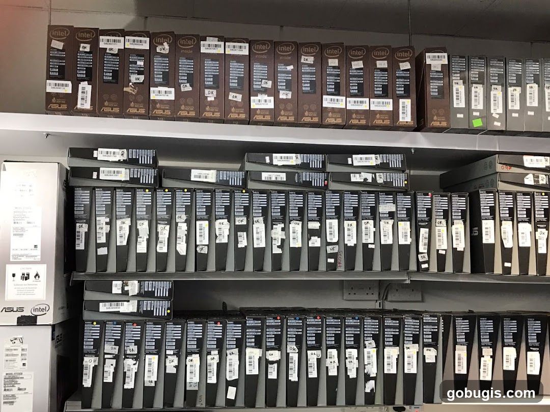 Computer Components on Shelves