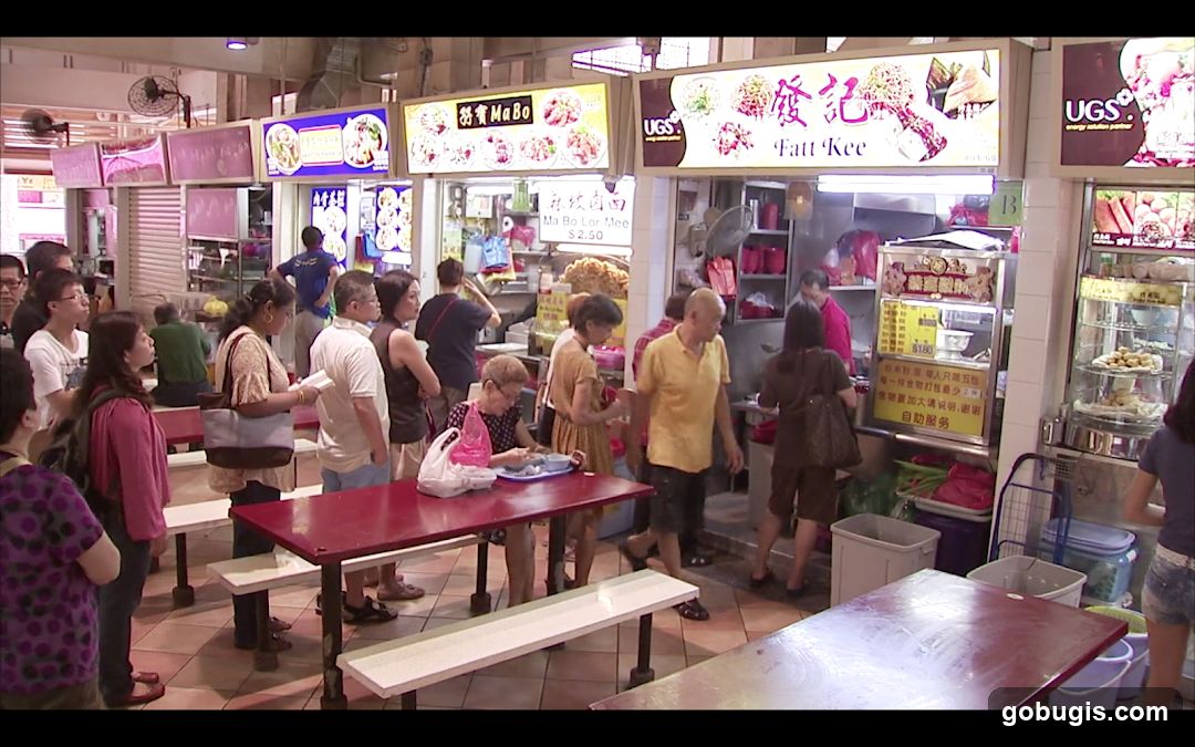 Food stalls with customers