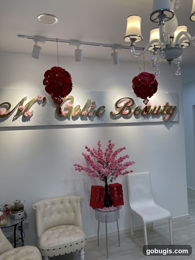 Beauty salon interior with decorative elements