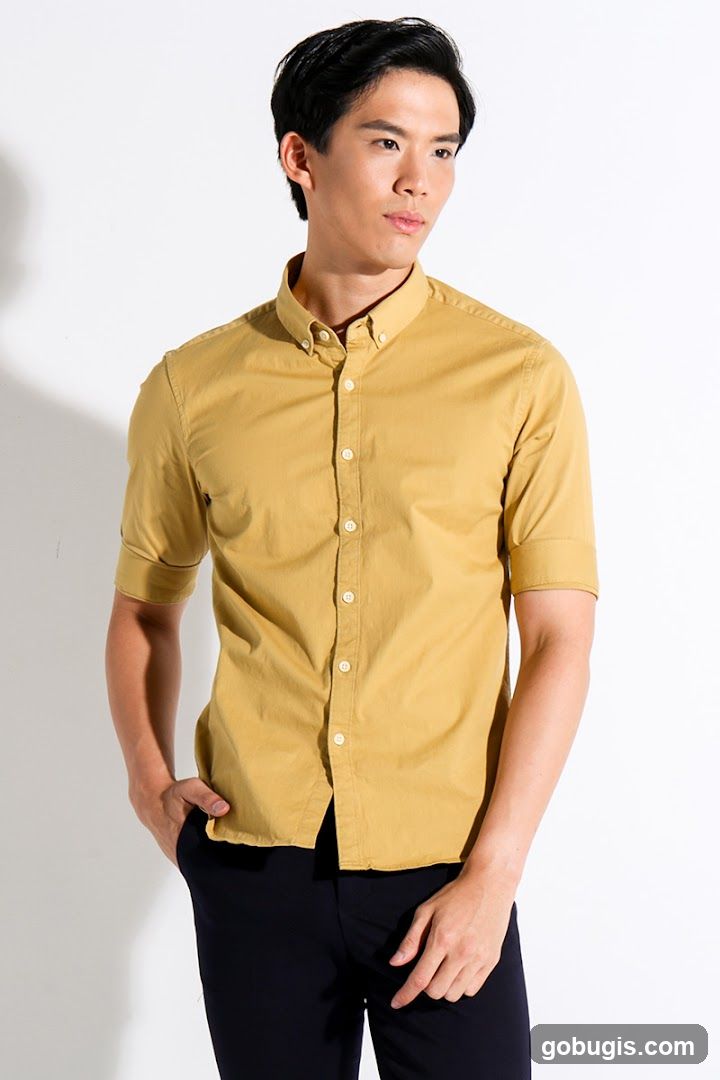 Man in Yellow Button-Up Shirt