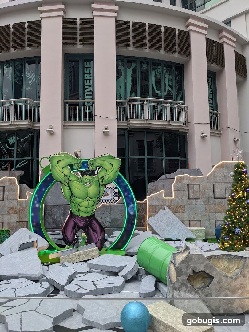 Hulk Themed Display with Christmas Tree