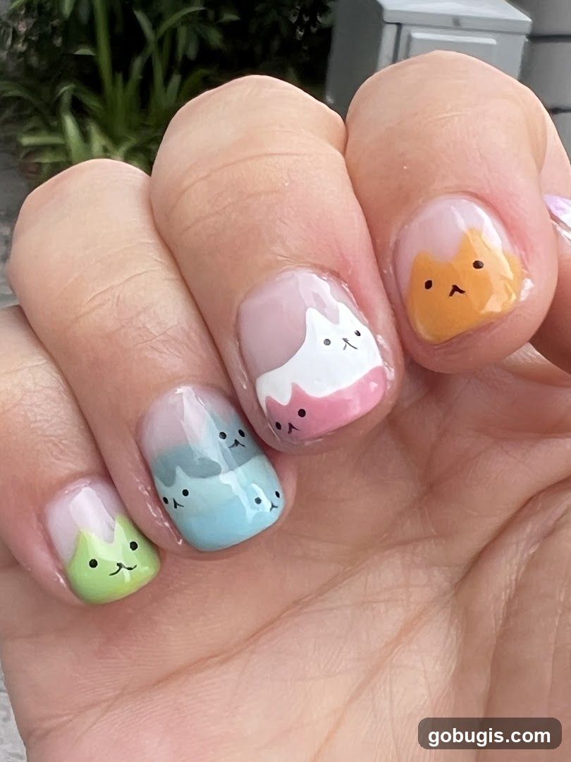 Nail Art with Cat Designs