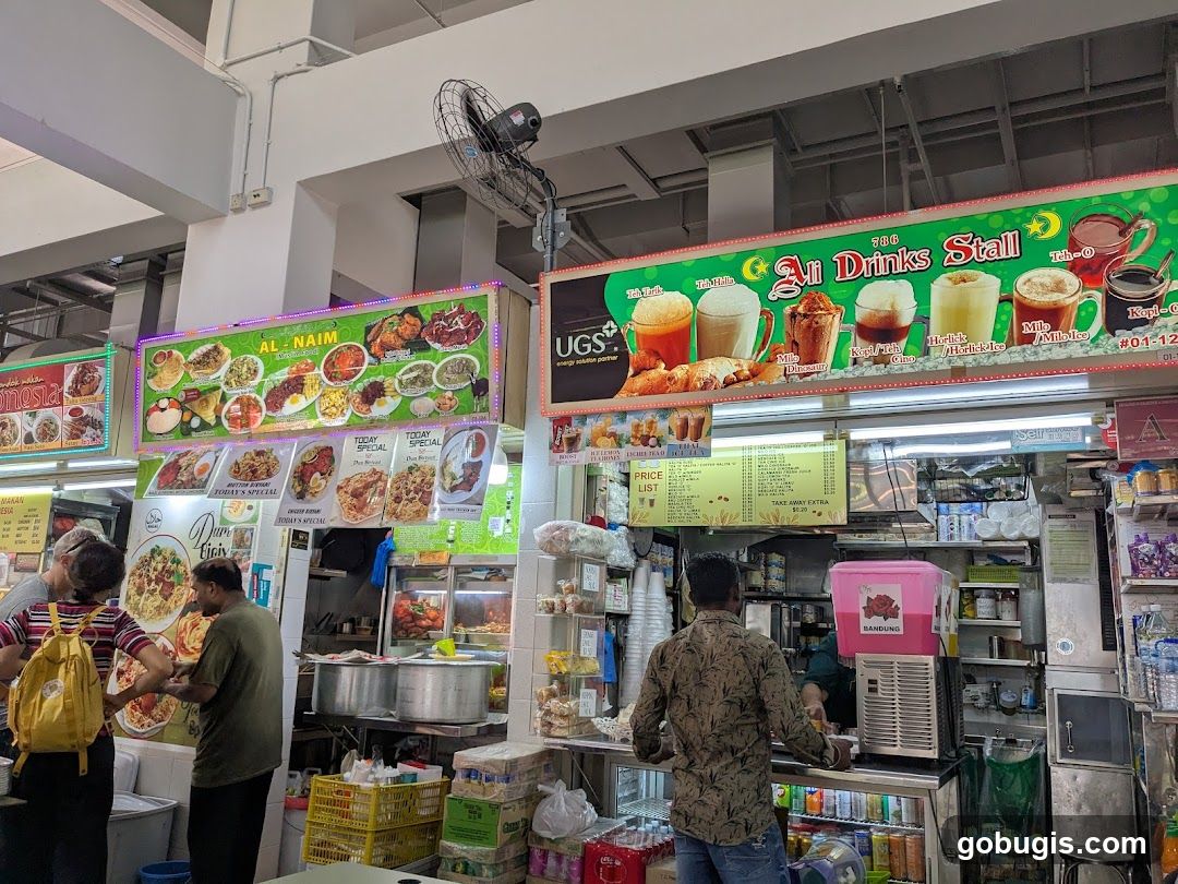 Food Stall with Drinks and Food Displays