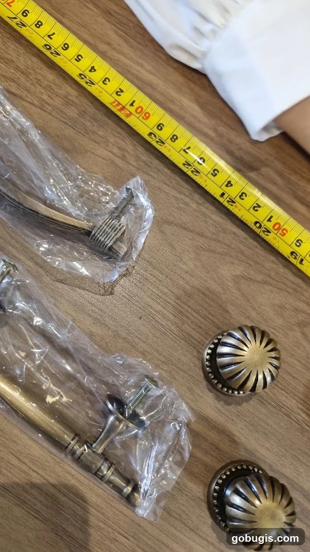 Hardware items with measuring tape