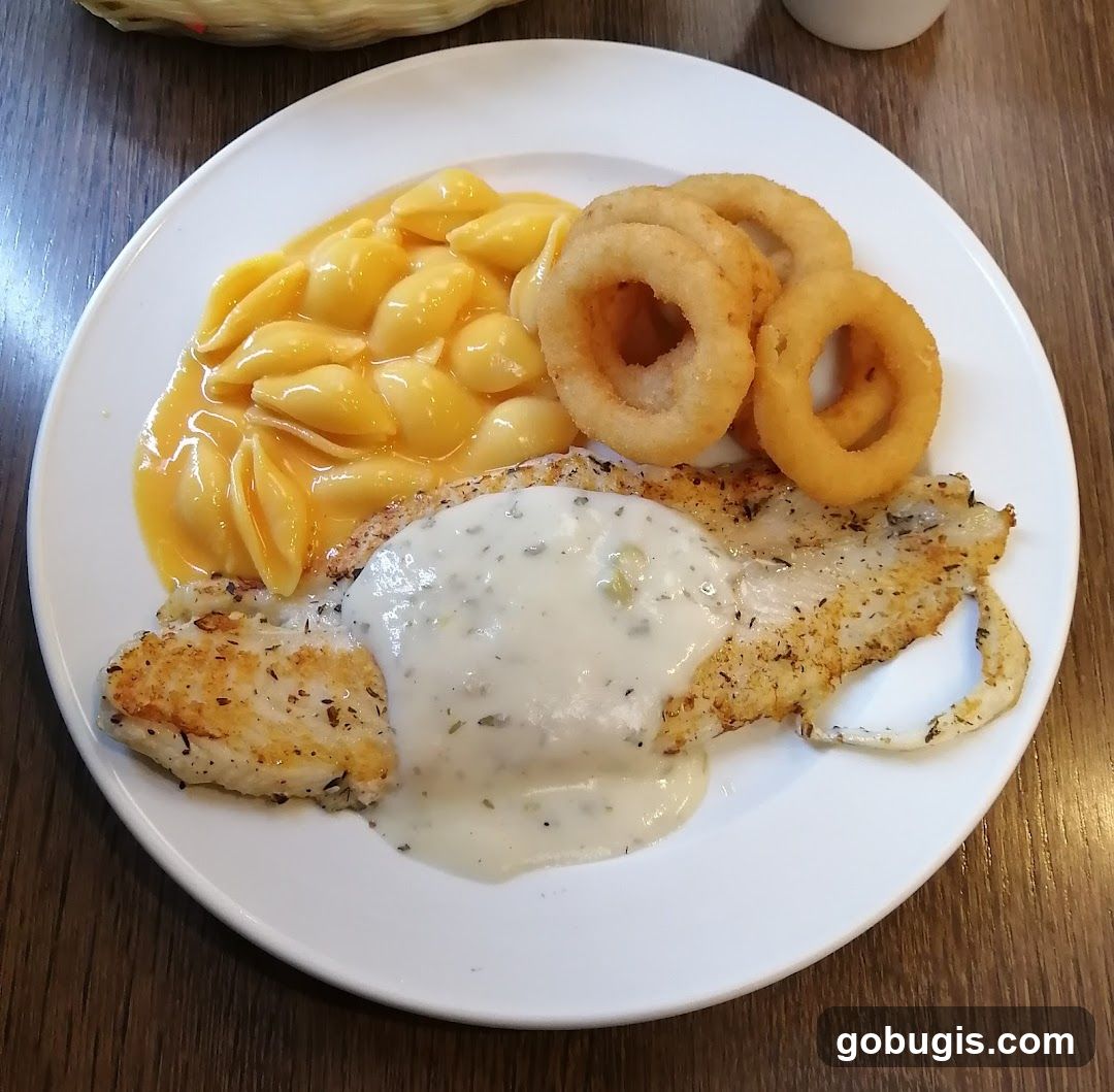 Fish with Macaroni and Onion Rings