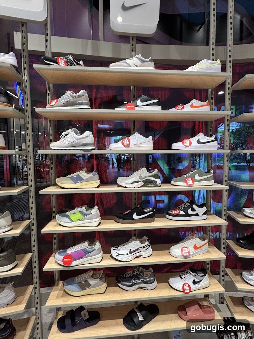 Nike and New Balance Shoes on Display