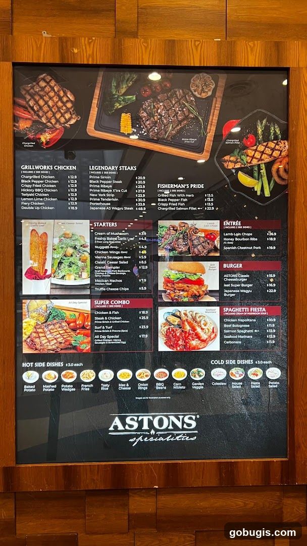 Aston's Specialities Menu