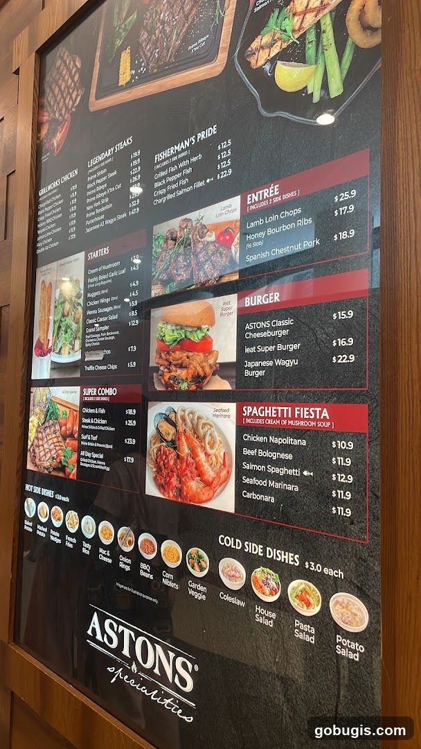 ASTONS Specialities Menu