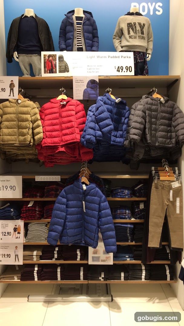 Boys' Padded Parkas and Shirts Display