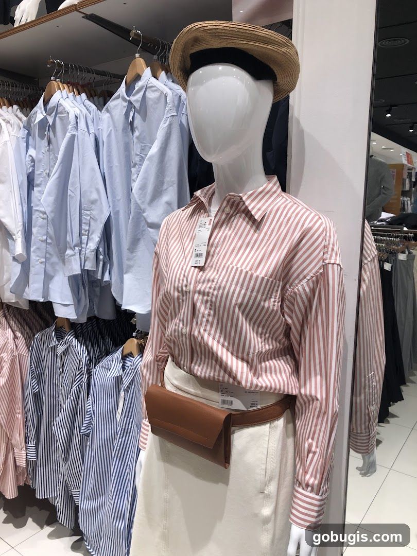 Mannequin in striped shirt and skirt