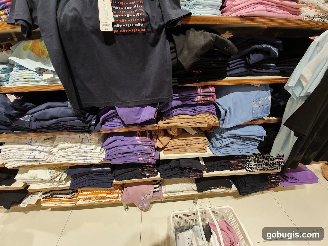 Folded T-shirts on Shelves