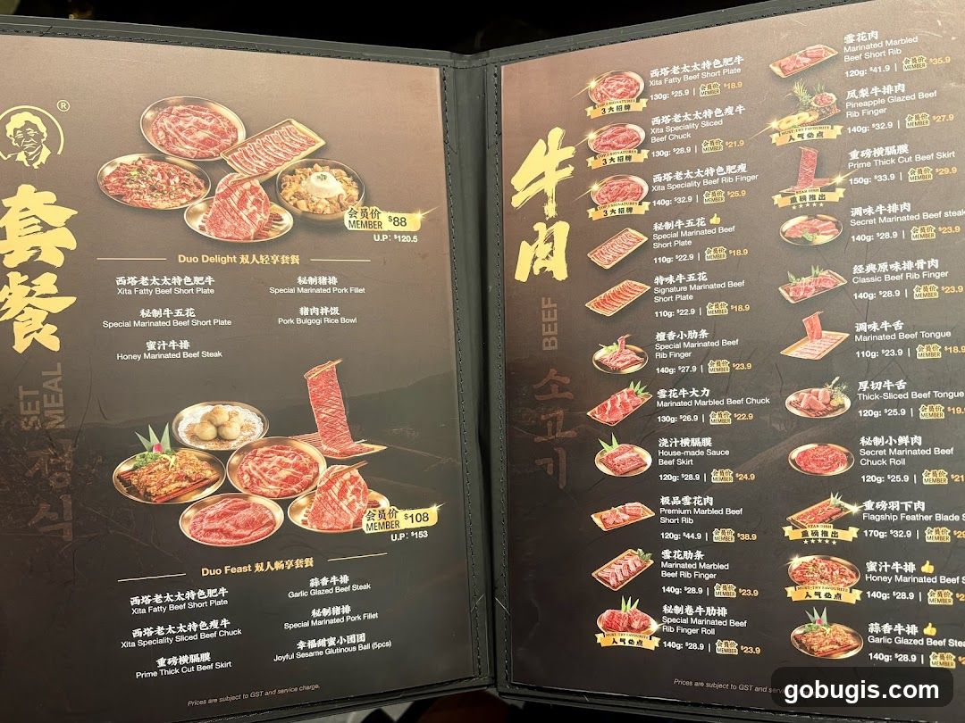 Beef Menu