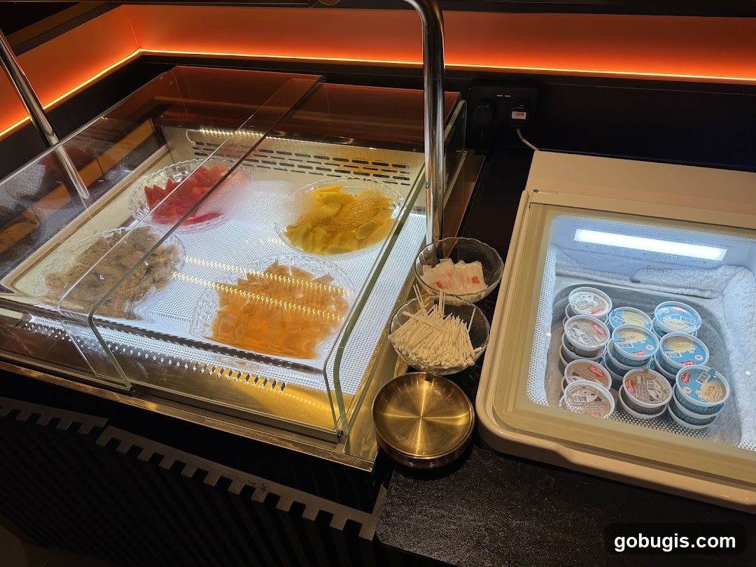 Buffet Display with Food and Ice Cream
