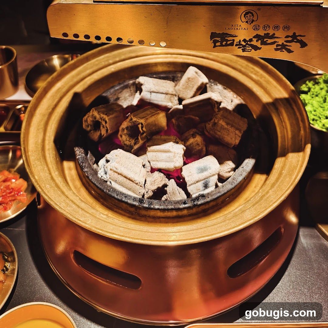 Charcoal Grill with Side Dishes