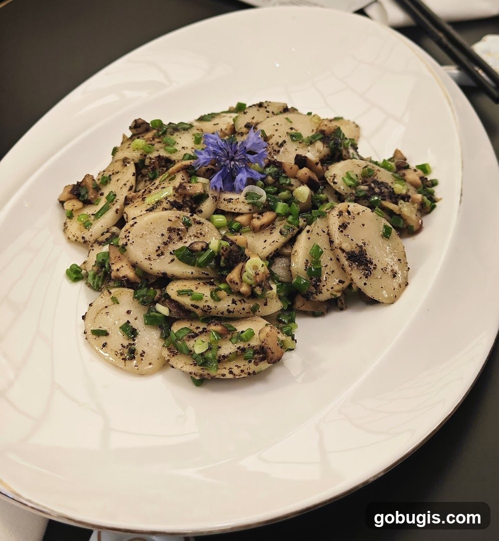 Stir-fried Rice Cakes with Mushrooms and Scallions