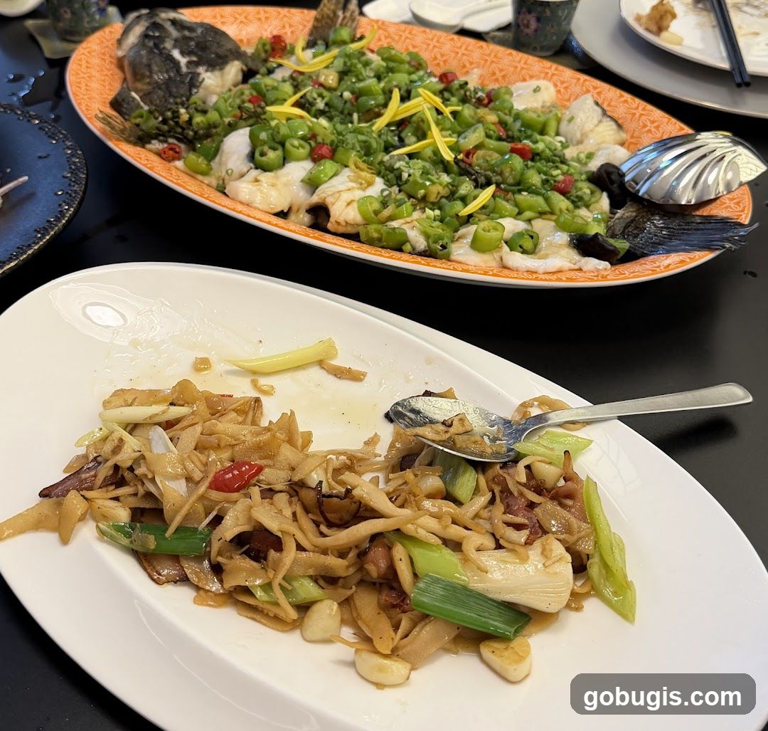 Dishes of food on a table