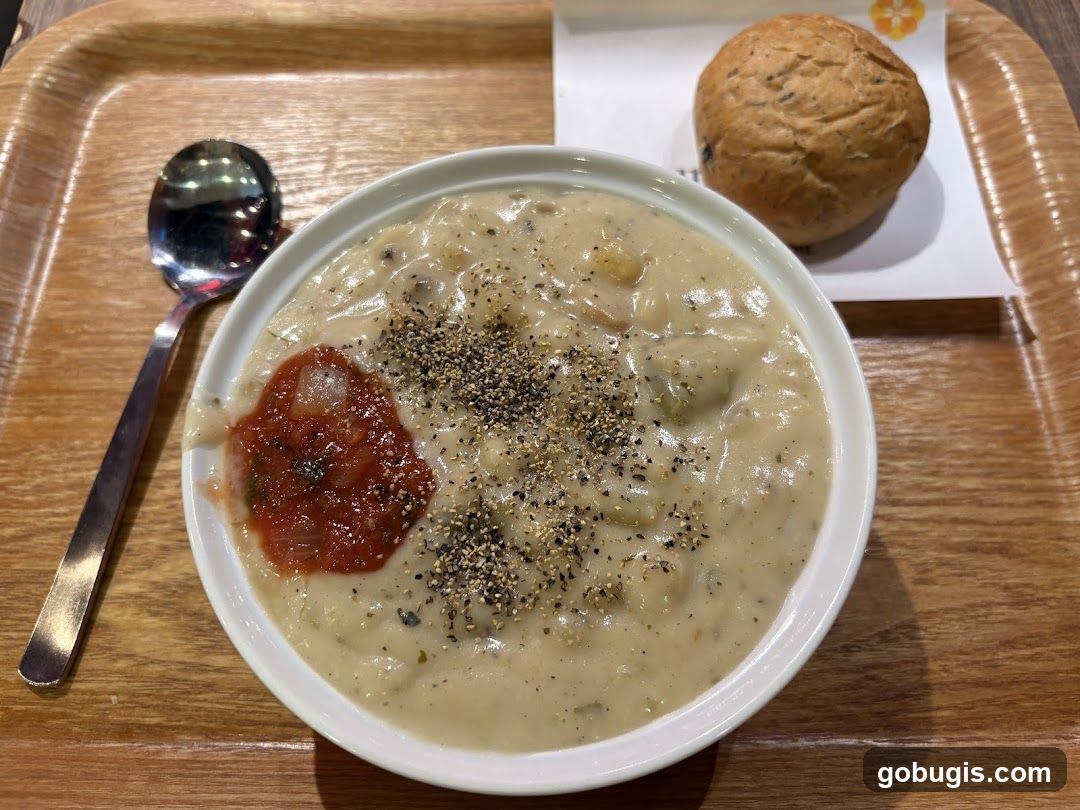 Creamy Soup with Bread Roll