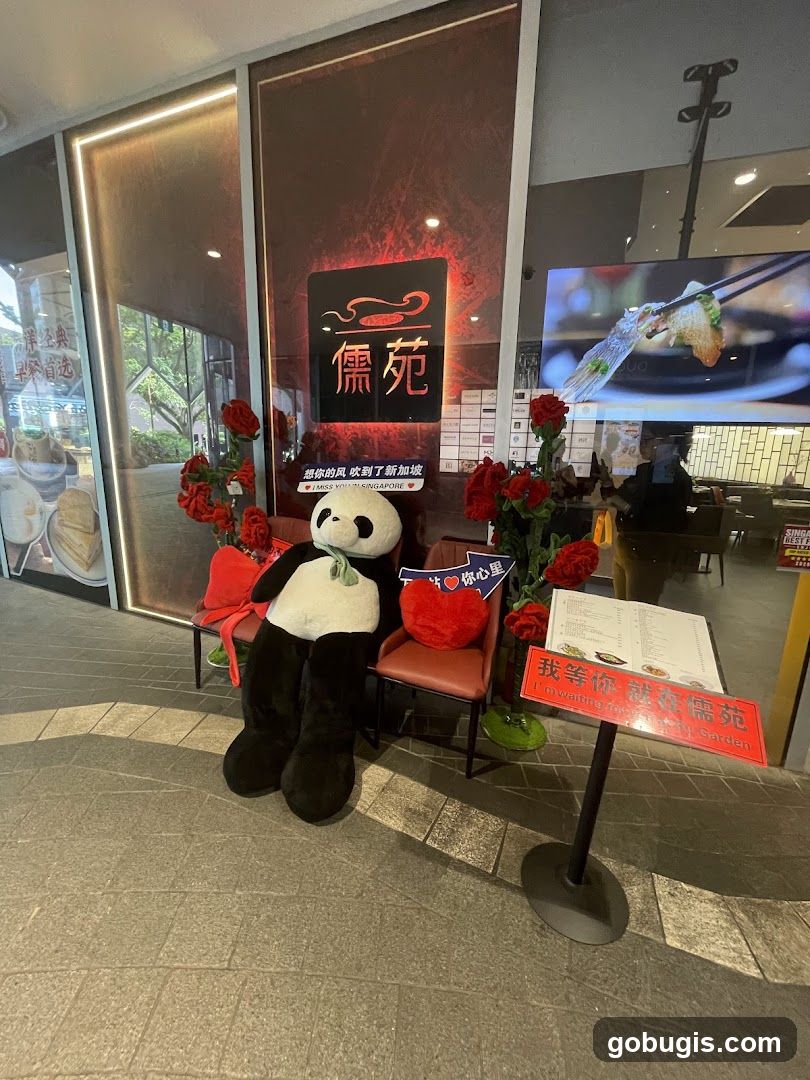 Restaurant Entrance with Panda Plush