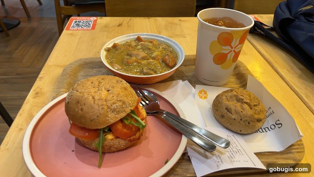Meal with Soup and Sandwich