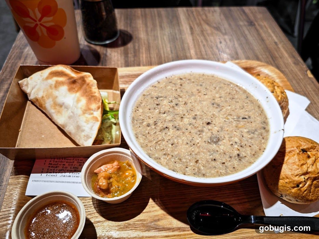 Soup and Flatbread Meal