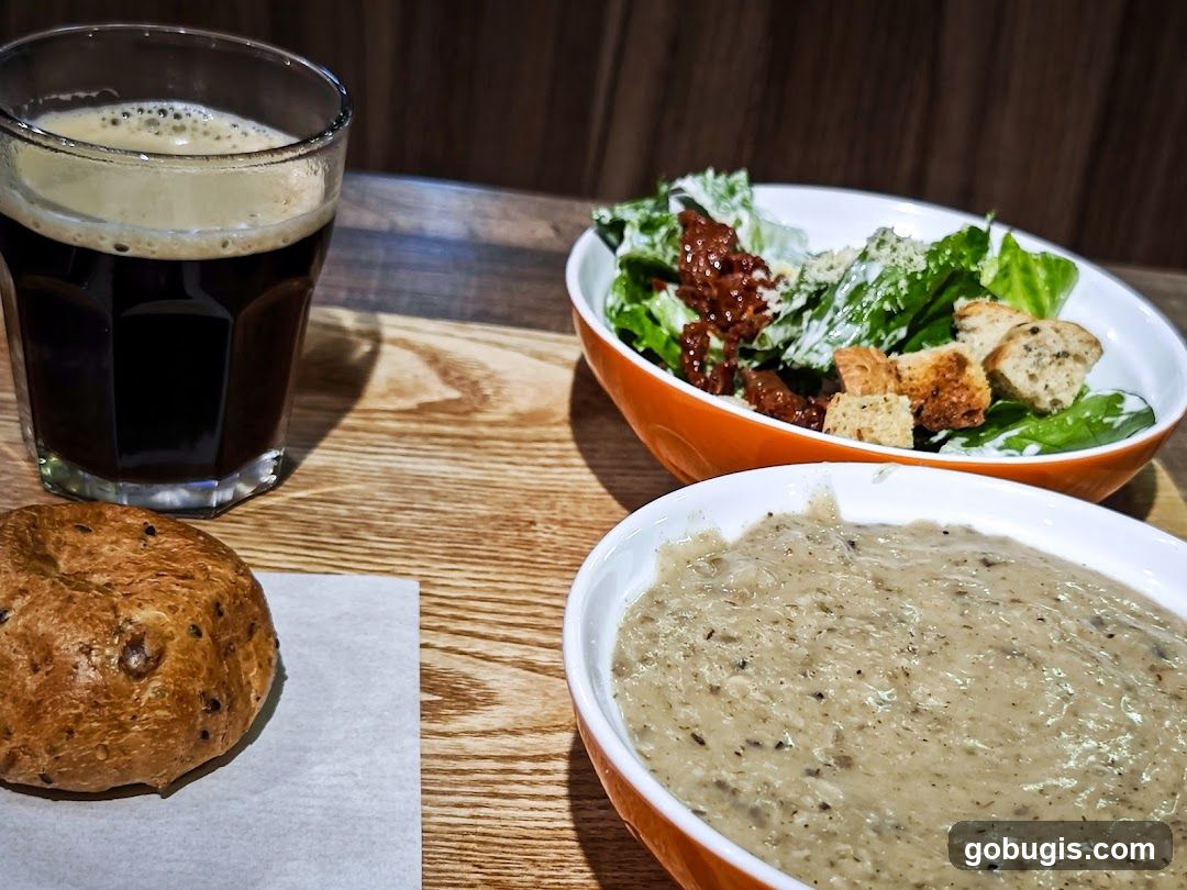 Soup, Salad, and Bread with Coffee