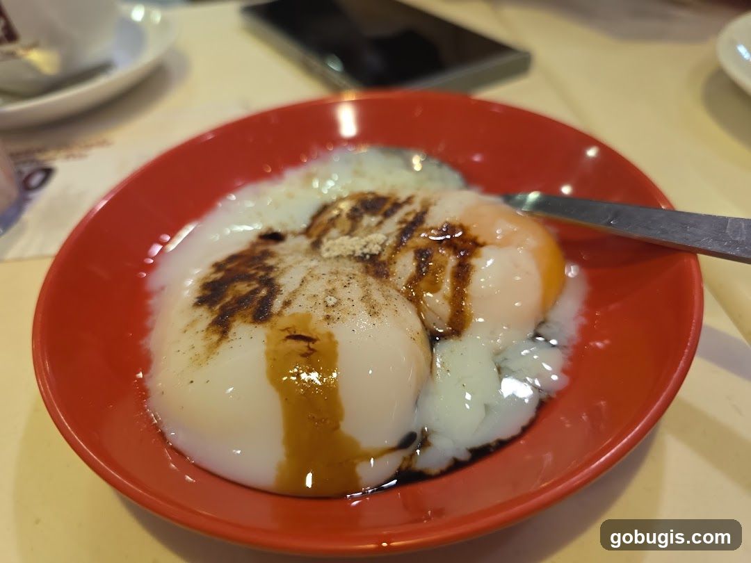 Soft-boiled eggs with soy sauce and pepper
