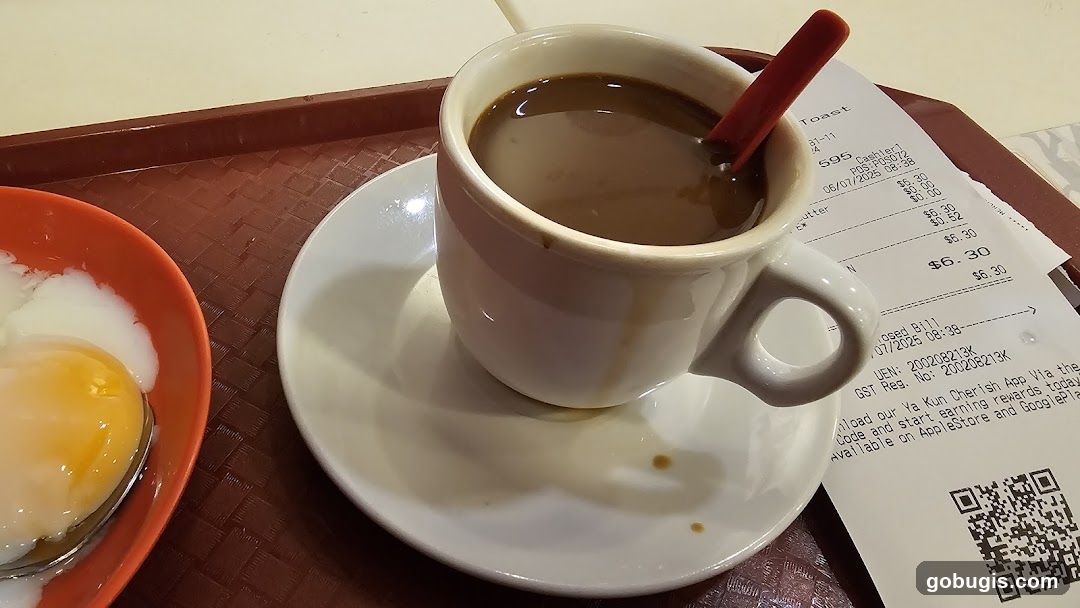 Coffee and Soft-Boiled Eggs with Receipt
