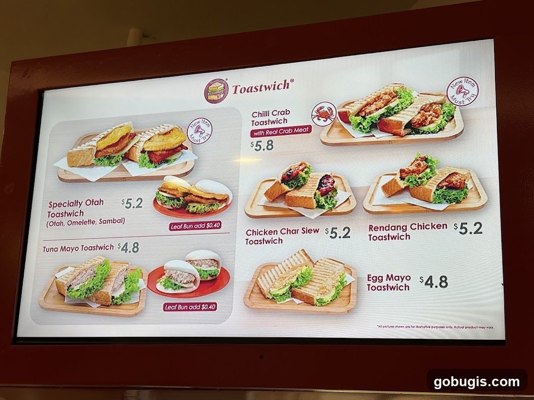 Toastwich Menu