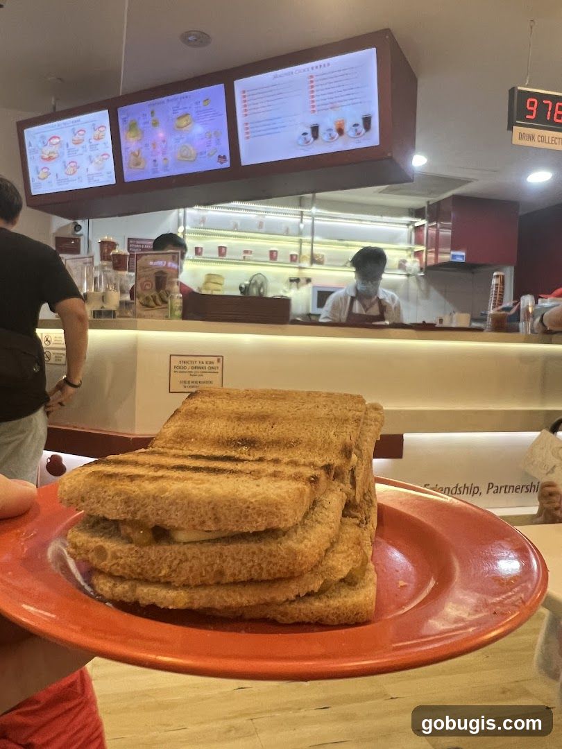 Toast and drinks at a cafe
