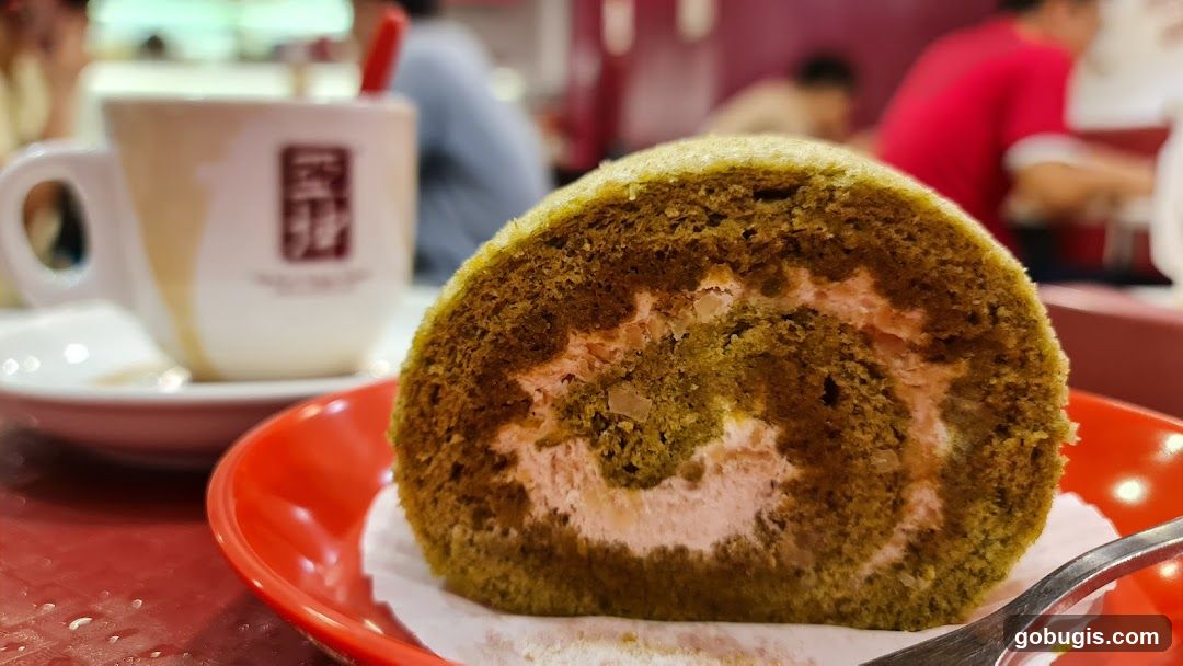 Matcha Swiss Roll and Coffee
