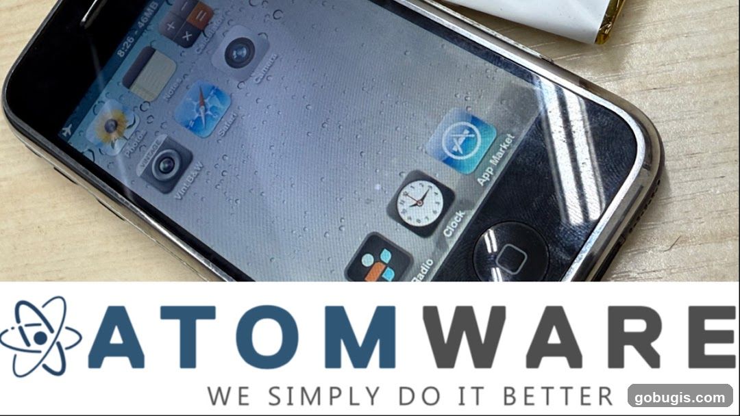 iPhone with Atomware Logo
