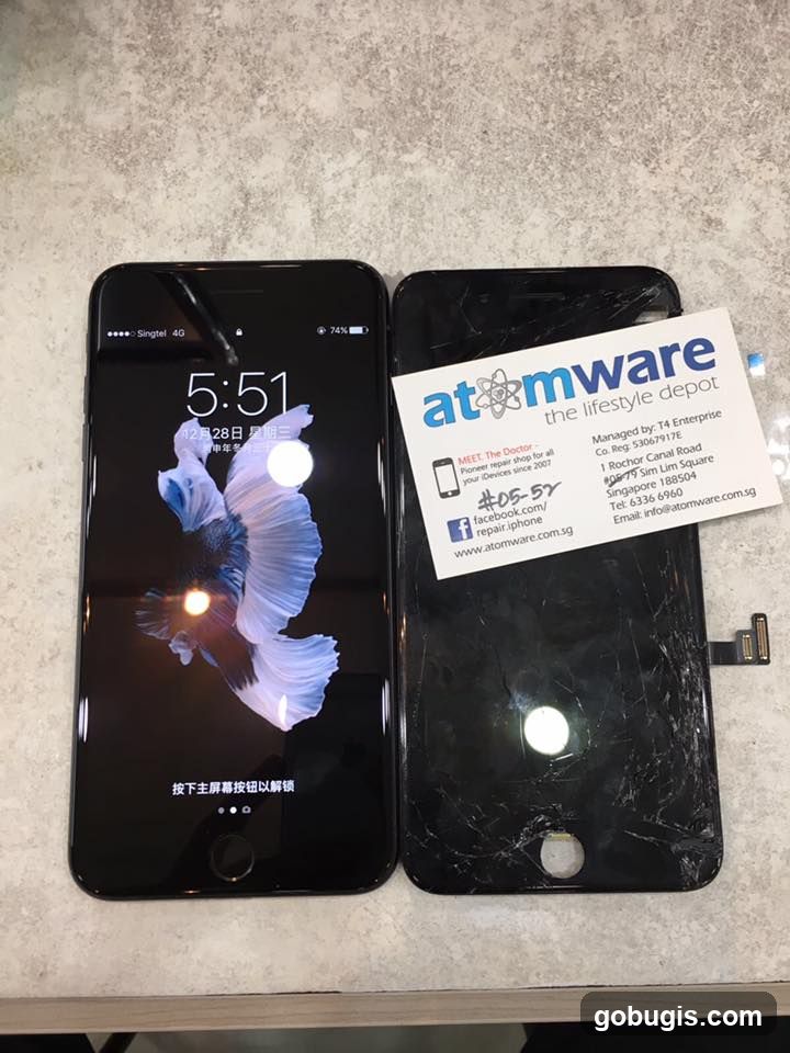 Atomware Business Card and Damaged iPhone Screen