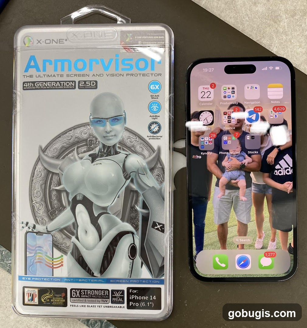 X-One Armorvisor Screen Protector and iPhone 14 Pro
