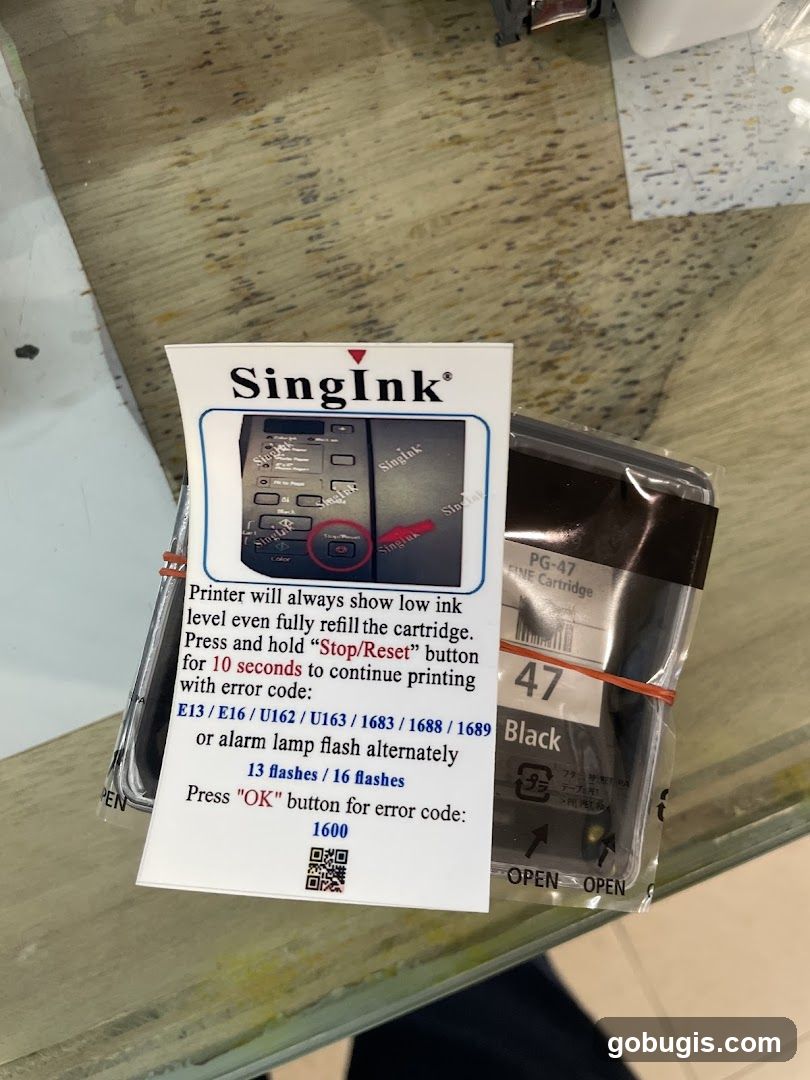 SingInk Printer Cartridge Instructions