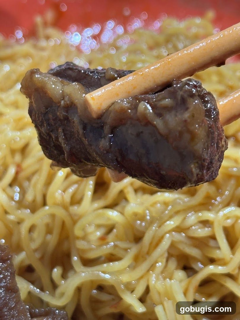 Close-up of Braised Beef and Noodles