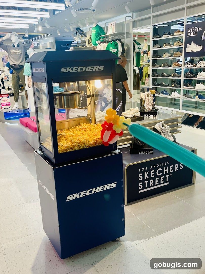 Popcorn machine in Skechers store