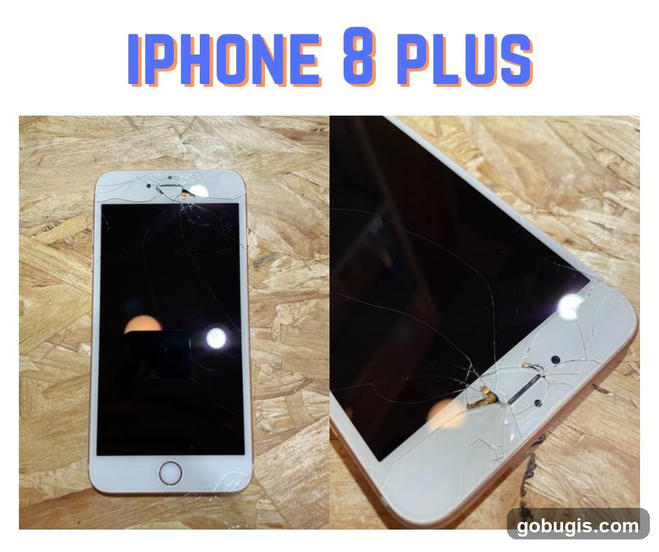 iPhone 8 Plus with cracked screen