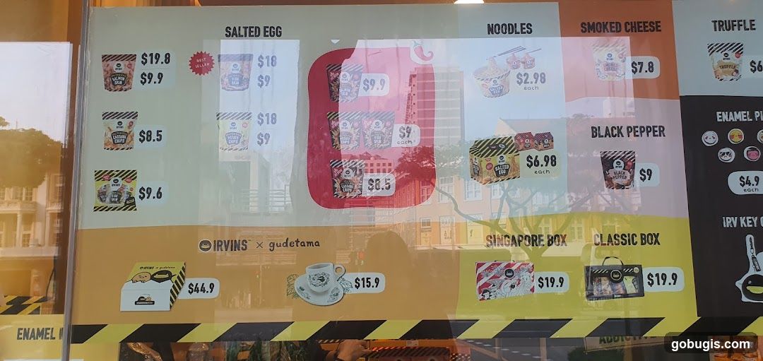 IRVINS Menu